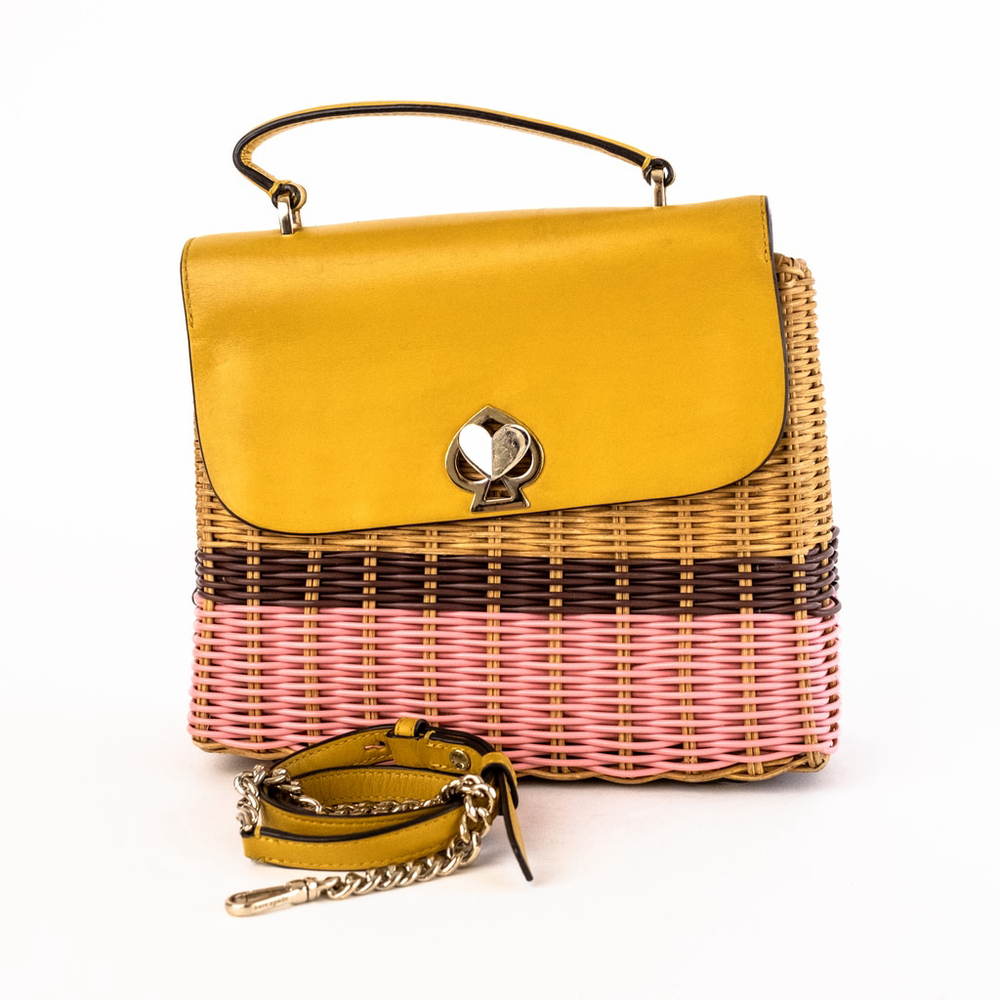 Kate Spade New York Romy Wicker Leather Trim Medium Top Handle Bag $358 - Picture 8 of 15